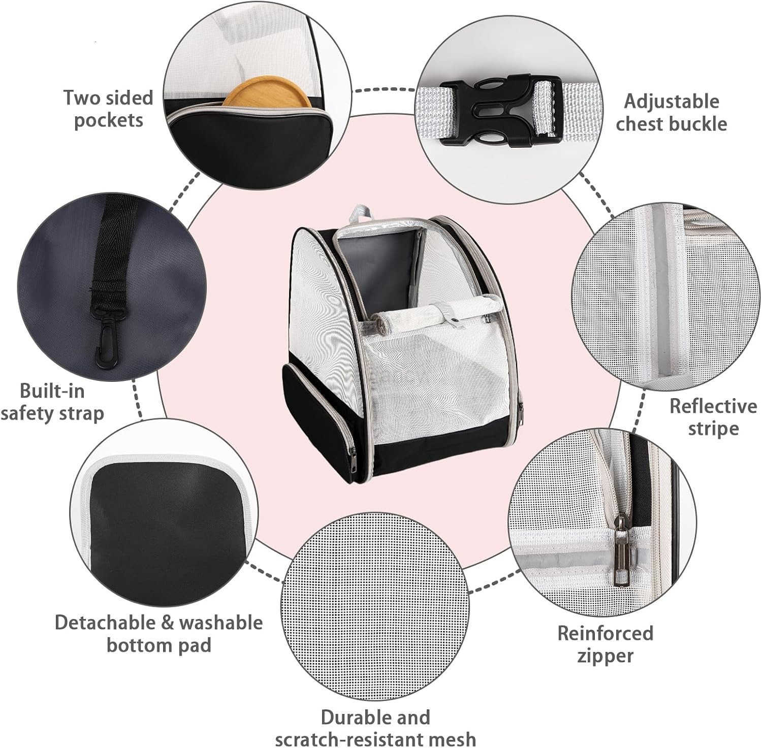 Cat Backpack CarrierPet Carrier Airline Approved for Small Dog Cat Puppy Kitten BunnyVentilated Mesh Design Animal Backpack for Hiking Camping Travel 