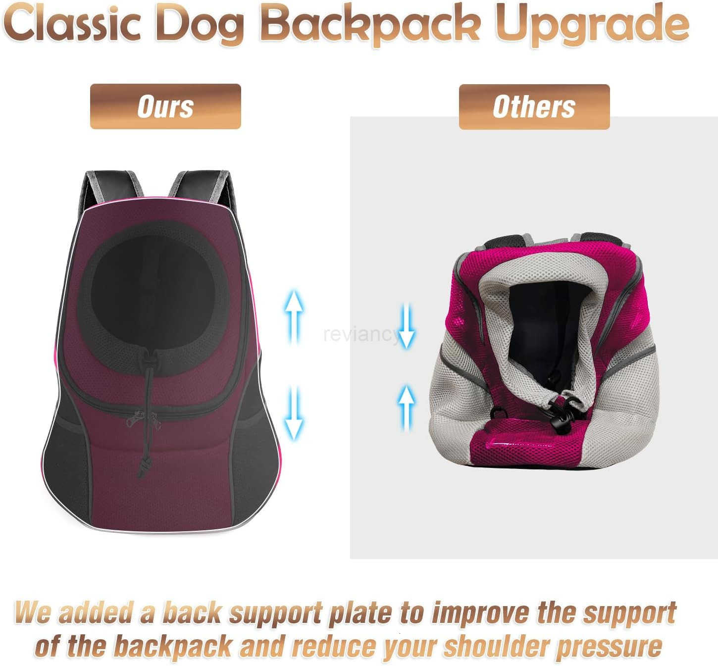 Pet Dog Backpack Carrier Small Dog Front Carrier Pack Reflective Head Out Motorcycle Puppy Carrying Bag Backpack for Small Medium Dogs Cats Rabbits Ou