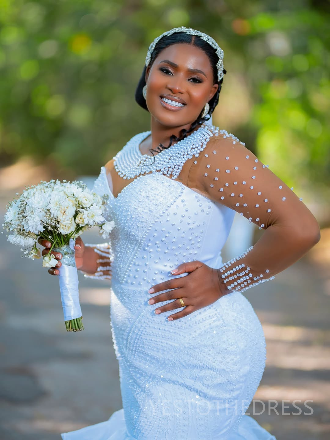 2025 Aso Ebi African Wedding Dress Bridal Gowns For Bride Mermaid Sheer Neck Pearls Illusion Beaded Lace Tires Appliqued Lace Wedding Gowns For Black 