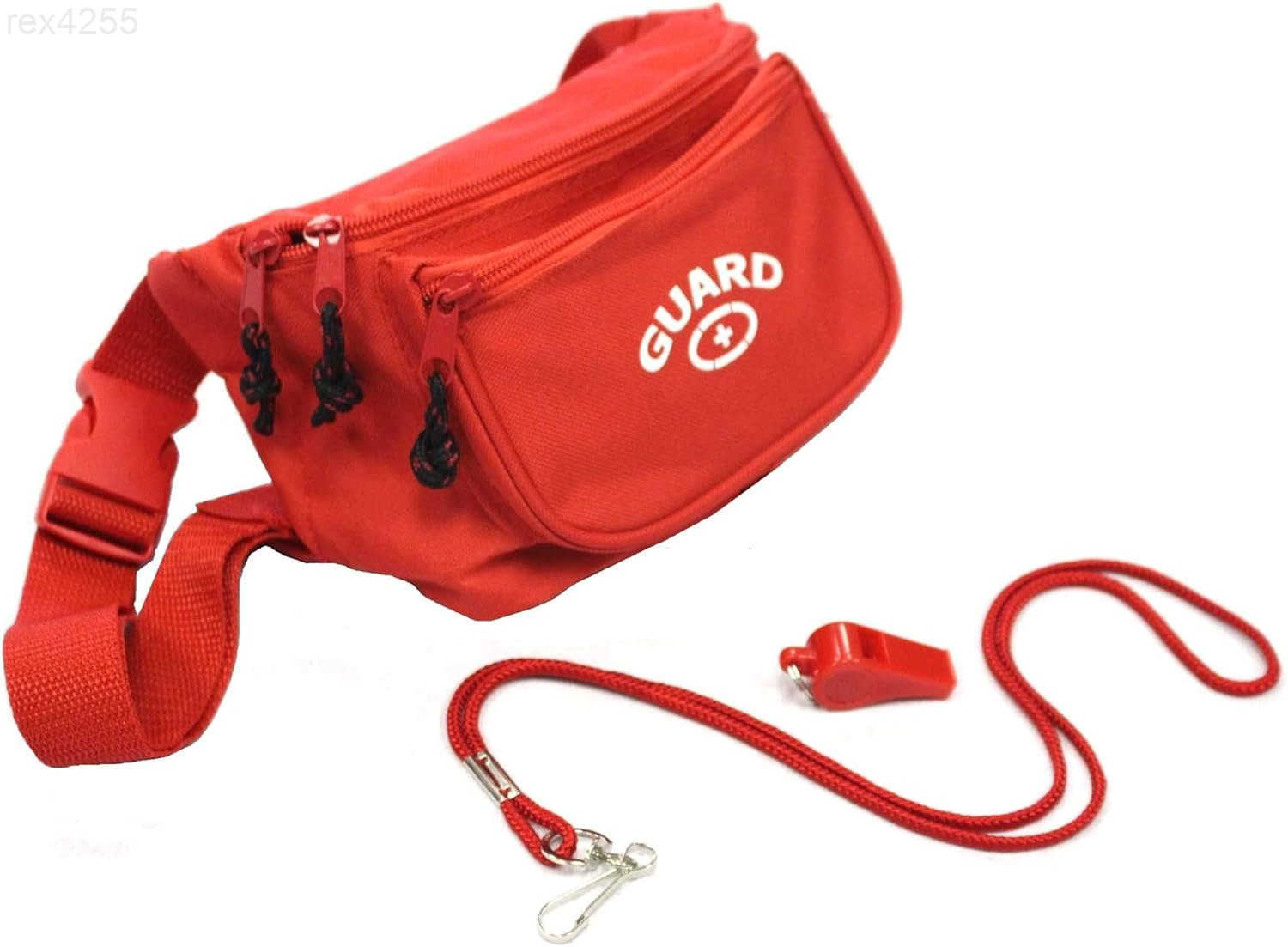 Guard Fanny Pack Whistle with Lanyard Equipment Set First Aid Hip Pack with Adjustable Strap and 3 Zipper PocketsW250912