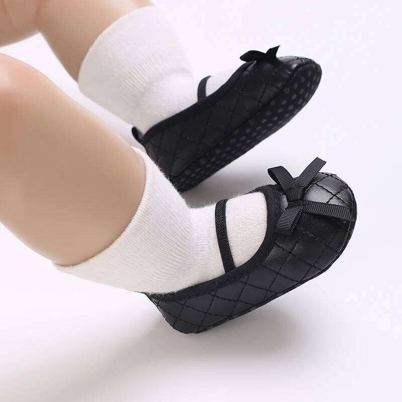 Newborn Mary Jane Ballet Flat Classic Fashion Non-Slip Bow Baby Shoes Soft Sole Preschool Walking Footwear
