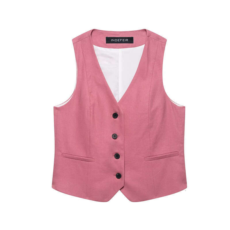 DHEssentials Spring New Set Pink Vest Top Shorts High Waist Design Sense Little Chanel Style Versatile Elegant