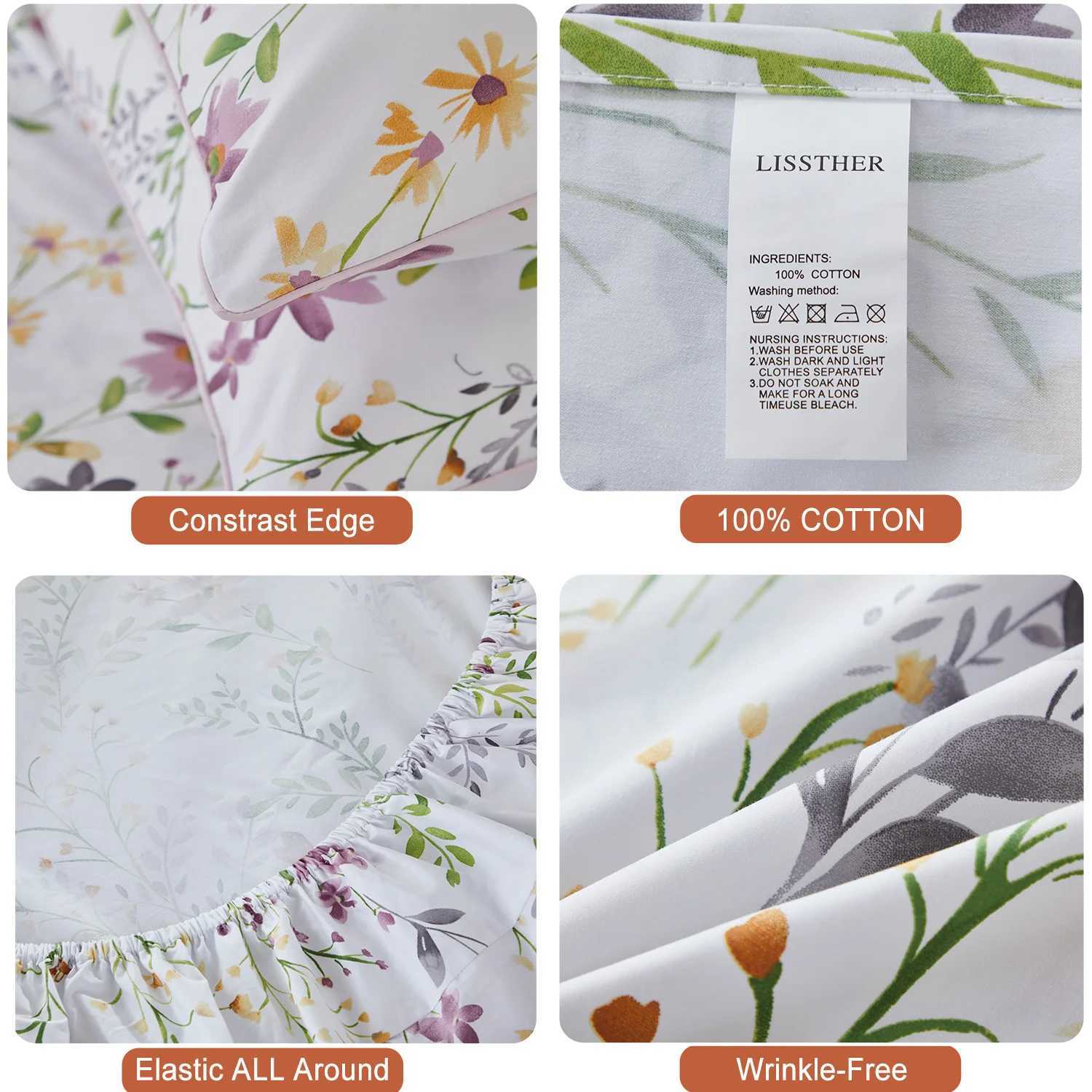 4pcs 600 TC 100 Egyptian Cotton Fitted Sheet Set Without Core Fresh Pinky Spring Botanical Pattern Soft And Skinfriendly C250912