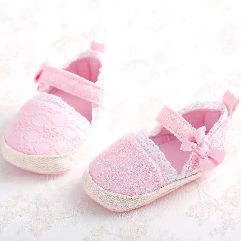 Pink Princess Baby Soft Soled Comfortable Walking Shoes for Babies 1-18 Months with Butterfly Bow Shaped Design