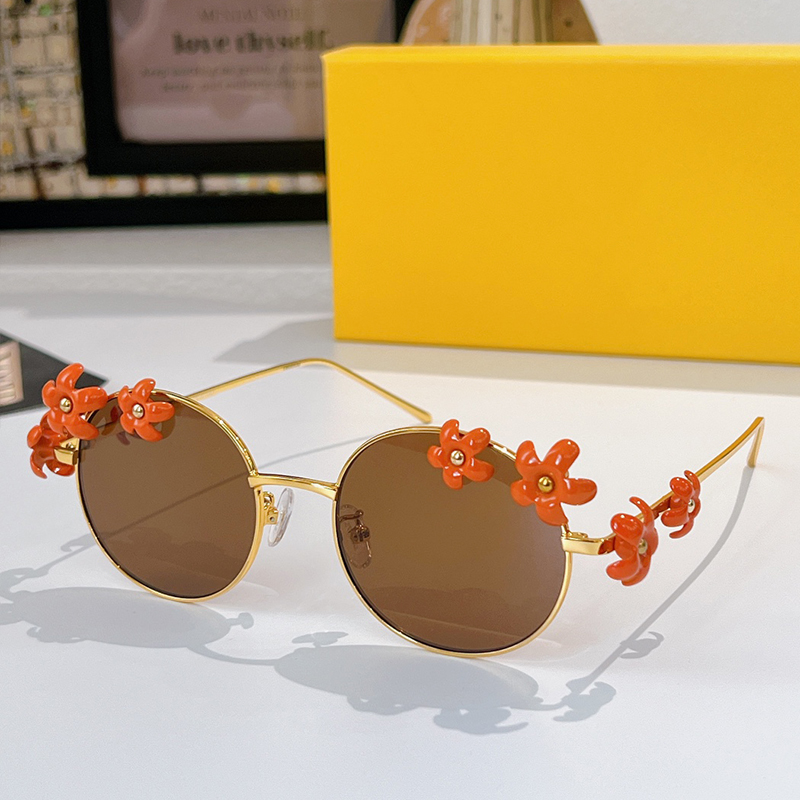 Designer Womens Sunglasses Fashion Flower Metal Round Eyewear 40173 Luxury Sunglasses Outdoor Goggles UV400 Protection Glasses With Box