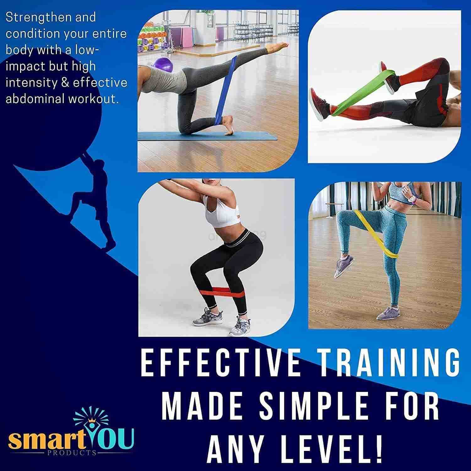 Resistance Bands Set of 5 Loop Exercise Bands for Legs Glutes Arms Core Fitness Yoga Pilates Crossfit Strength Training Physical Therapy with Carry Ba