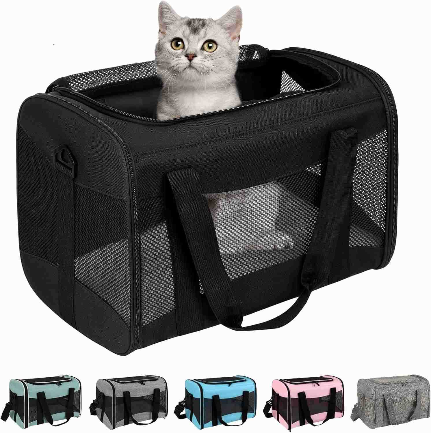 Cat Carrying Case Pet Dog Carrier SoftSided Cat Bag Airline Approved Pet Travel Carrier Up to 15 Lbs Collapsible Cats Carrier Dog Carrier for Medium S
