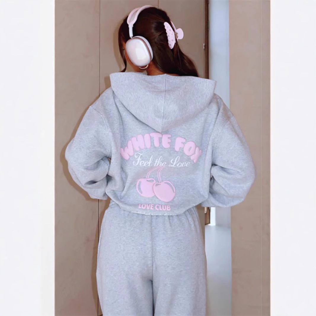 Free shipping designer European and American Autumn Winter New whitefox Sweatshirt Printed LOGO Sports Long Sleeve Pullover Hooded Sweatshirt