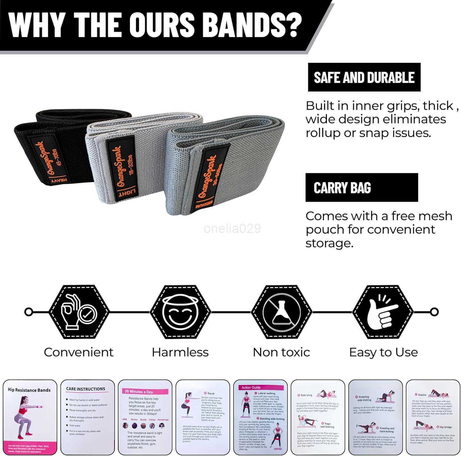 Resistance Bands Premium Workout Bands for Women Men 3Piece Stretch Band Set for Glutes Legs Pilates Strength Training W250912