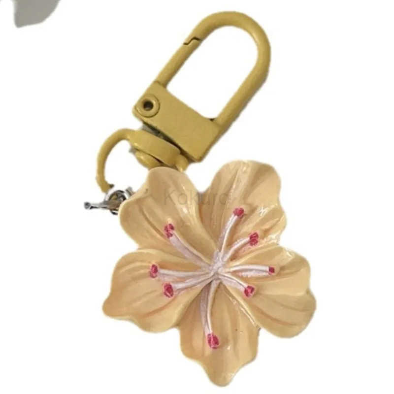 Colorful Cherry Flower Keychain for Women Bag Phone Pendant Romantic Sweet Key Chains Friend Girl Gift DIY Keyring M250912