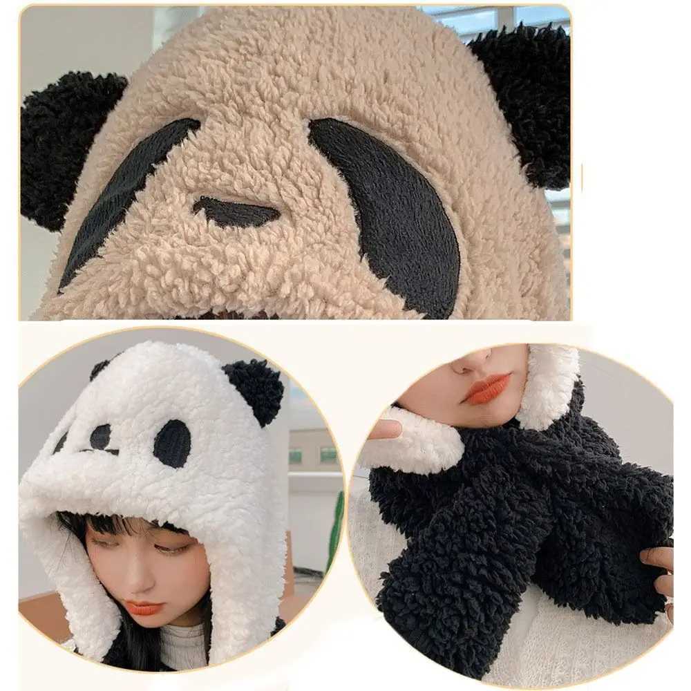 Casual Thicke Plush Hat Scarf Gloves Set Cute Bear Ear Neck Warmer Wen Beanies s Winter Integrated Scarf Cycling G250910