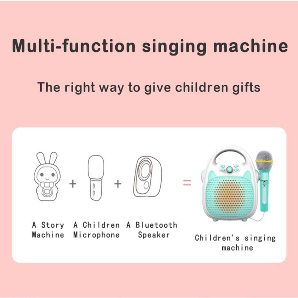 Bluetooth Kids Wireless Music Player Childrens Karaoke Singing Machine Toy Speaker for Boy Girl Party Gift Led Light Support TF C250912