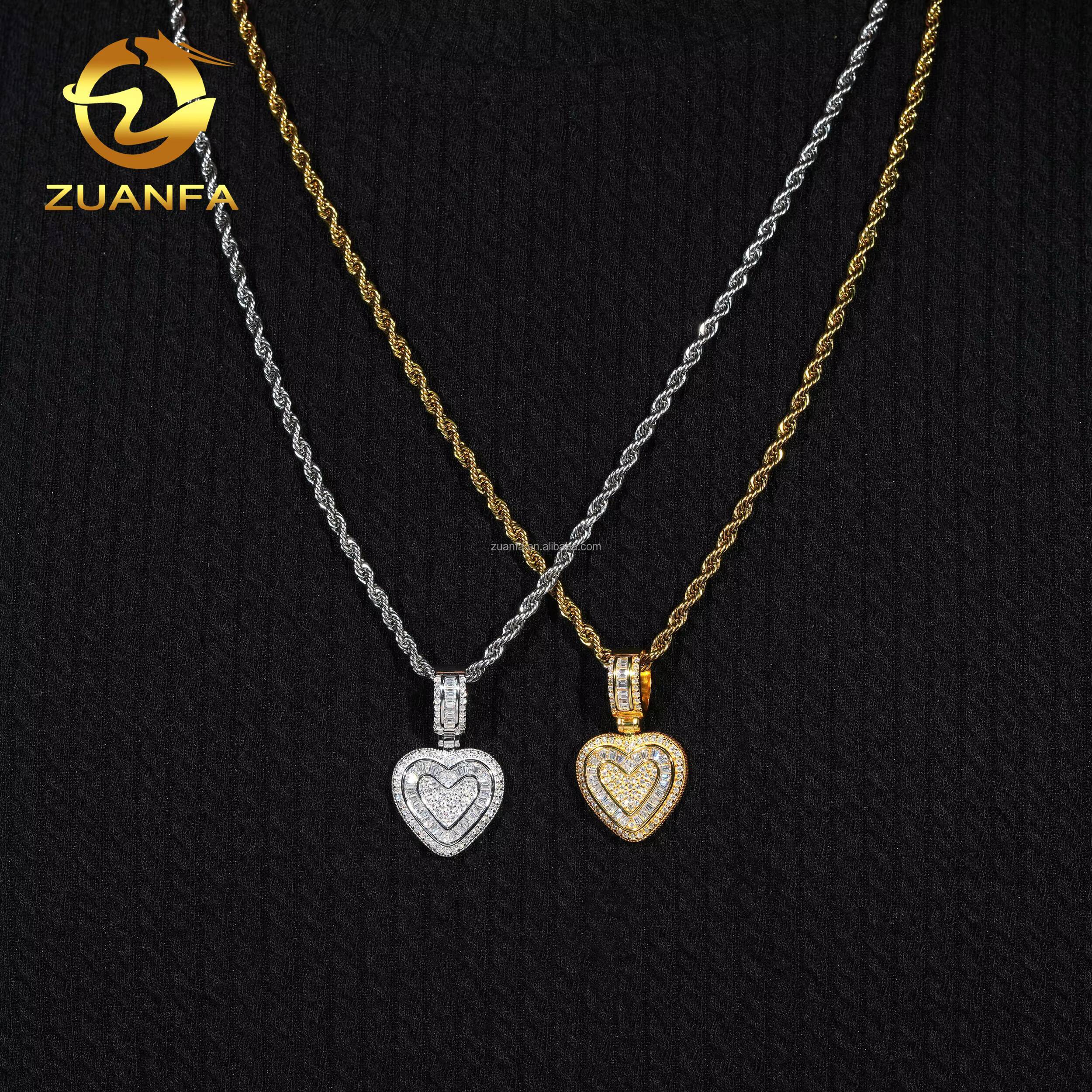 Drop Shipping in USA Warehouse Rapper Popular Jewelry Iced Out Hip Hop S925 Solid Silver VVS Moissanite Heart Pendant Women Gift