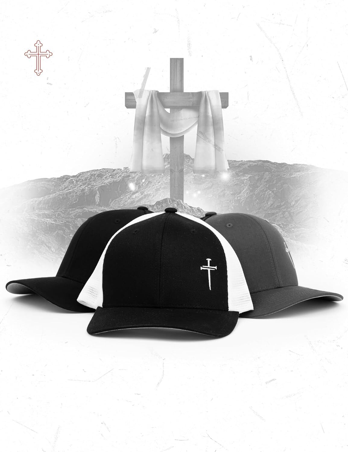 Christian Premium Jesus Hats for Men 3 Nails Cross Hat 6 Panel&Structured