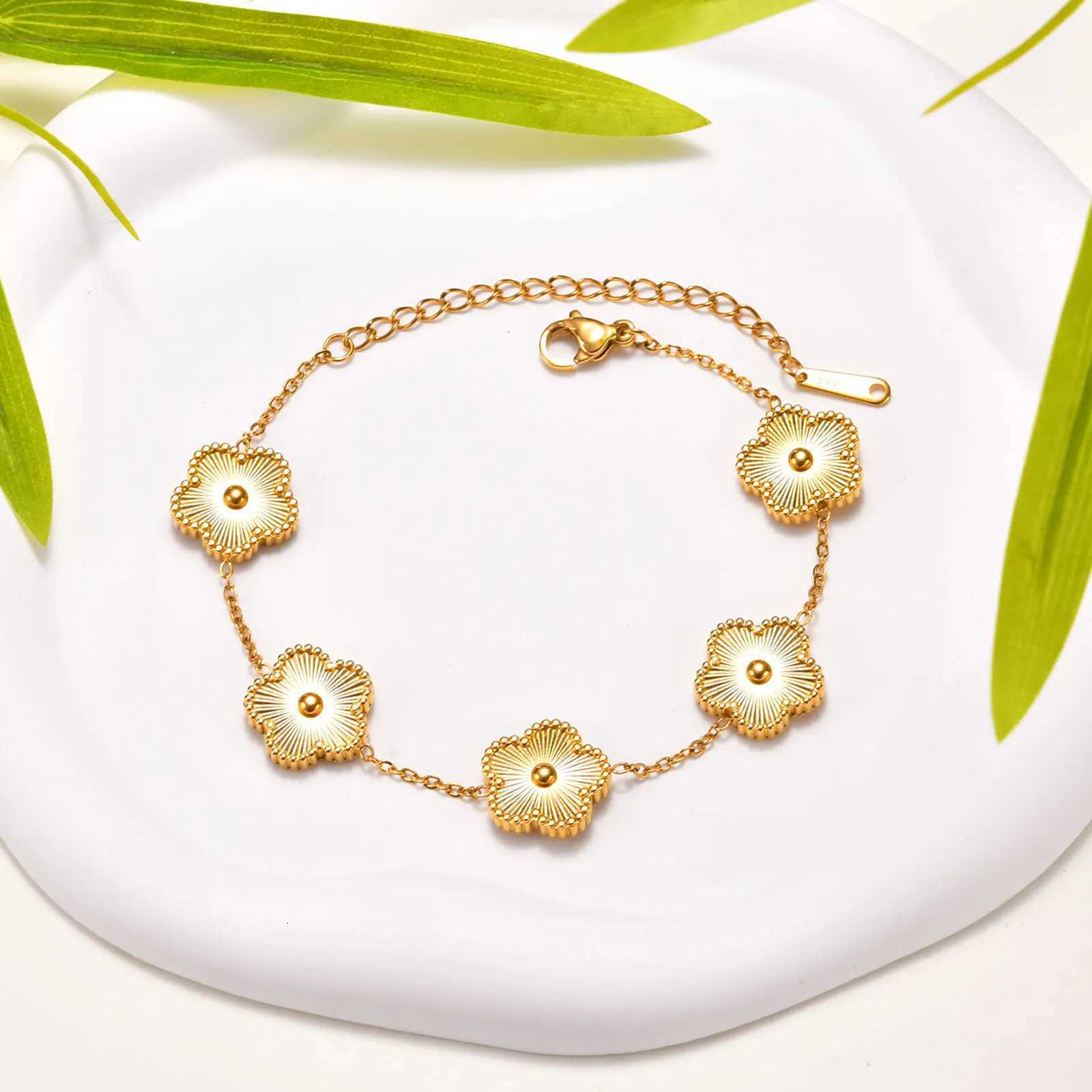 Five Vnox Stainl Steel Wan Colorf Couple Bracelet Flower For Lucky Jewelry statement Gift to rs S250912 SAD0