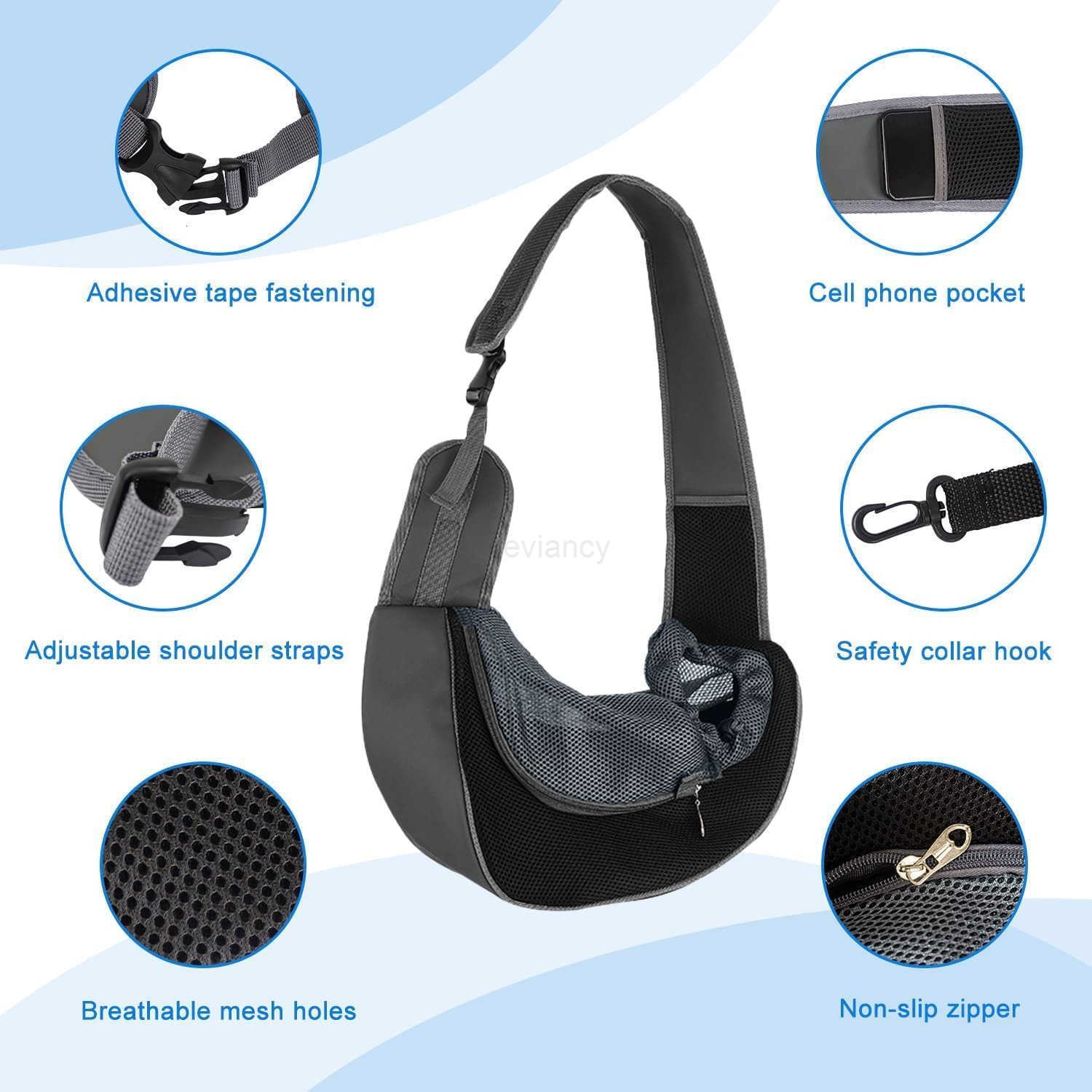 Pet Dog Sling Carrier Pocket Adjust Strap AntiFalling Design Breathable Mesh Travel Safe Sling Bag Carrier for Dogs CatsW250912