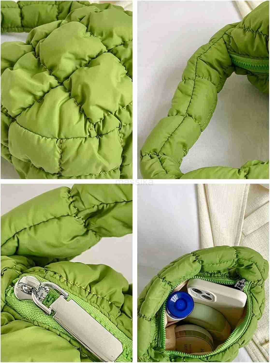 Puffer Bag Women Mini Quilted Cute Bubble Handbag Crescent Wrist Satchel Y2k Purse M250912