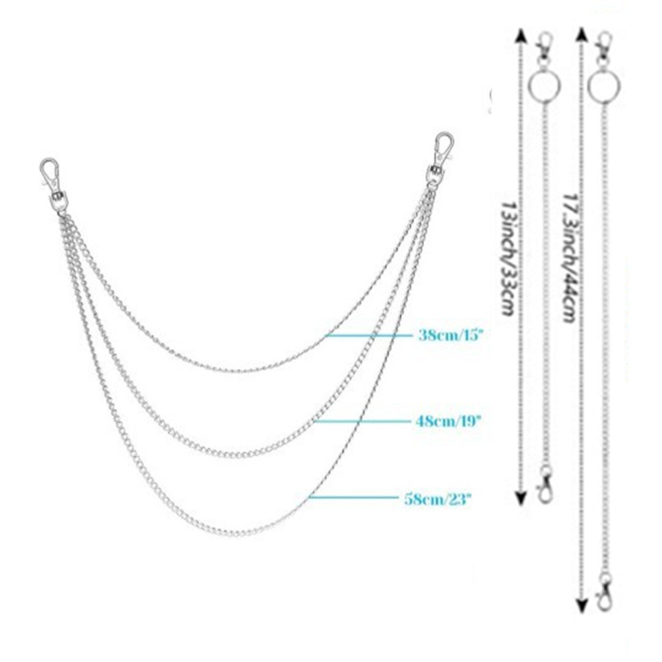 5 Pieces Chain Belts Jeans Pants Pocket Waist Multilayer Hip Hop Metal Wallet Chains for Men Women