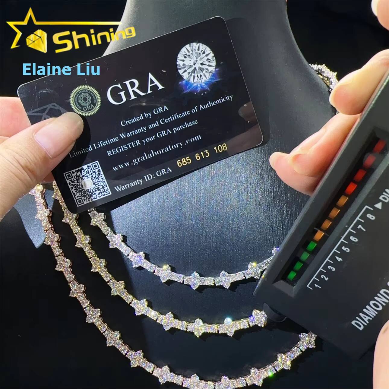 3mm 925 Silver Corss Moissanite Tennis Chain GRA Certificated Custom Chains for Men Women Hot Selling 18K Gold Plated Necklace