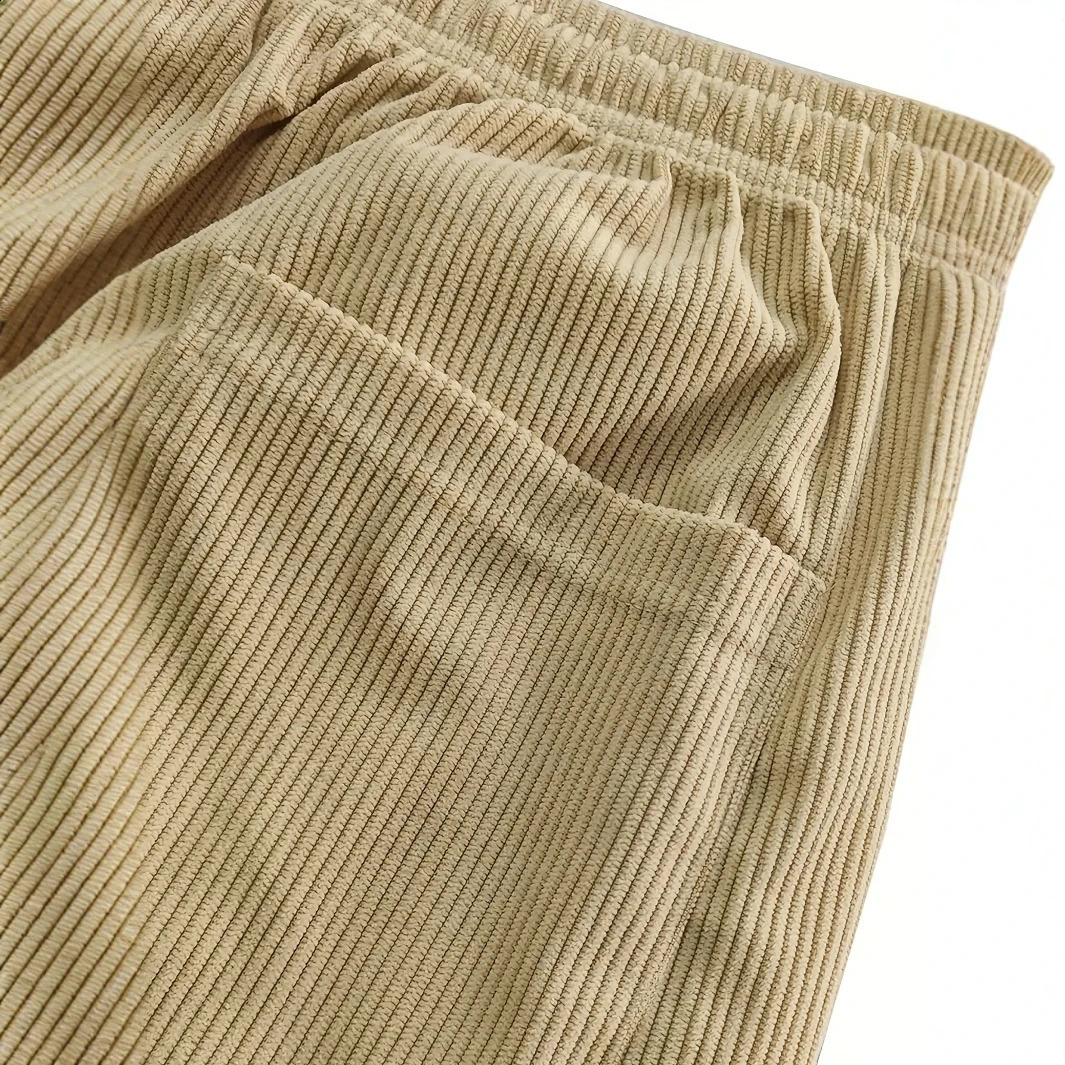 MenS Corduroy Straight Leg Pants with Drawstring Waist Pockets and Stretchy Casual Fit for Everyday Wear Spri 250912