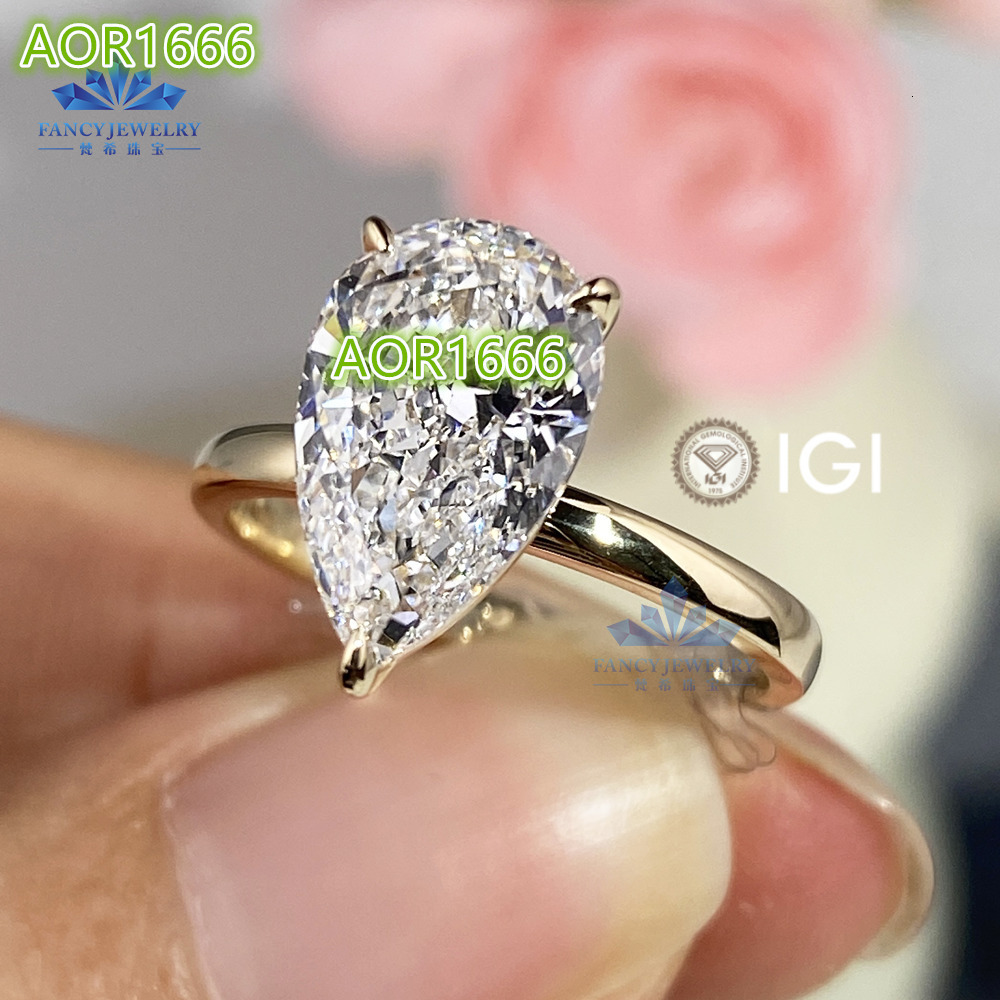 Luxury Pear Lab Moissanite Diamond 925 Sterling Silver 14K18K Solid Gold Wedding Engagement Band Rings