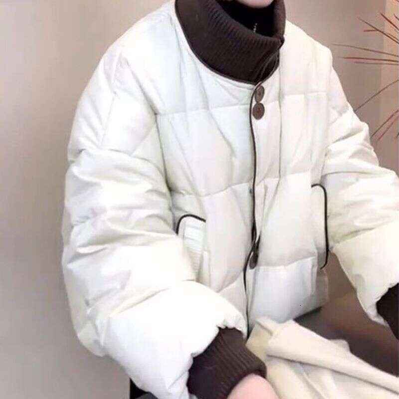 Down, Cotton, Bread Jacket, Cotton Coat, Women's Winter Clothing New Style, Splicing, Contrasting Color, Knitted