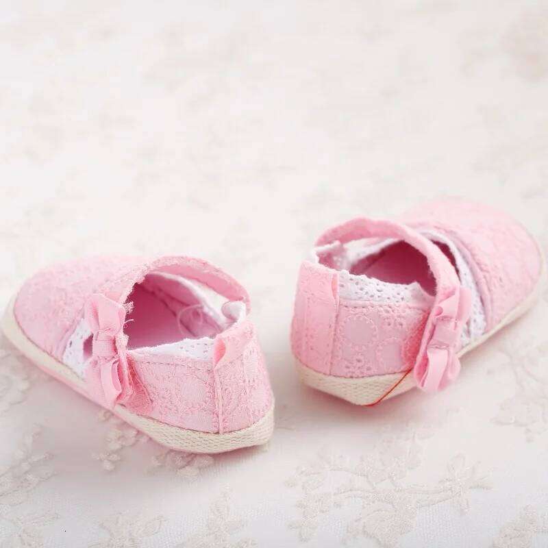 Pink Princess Baby Soft Soled Comfortable Walking Shoes for Babies 1-18 Months with Butterfly Bow Shaped Design