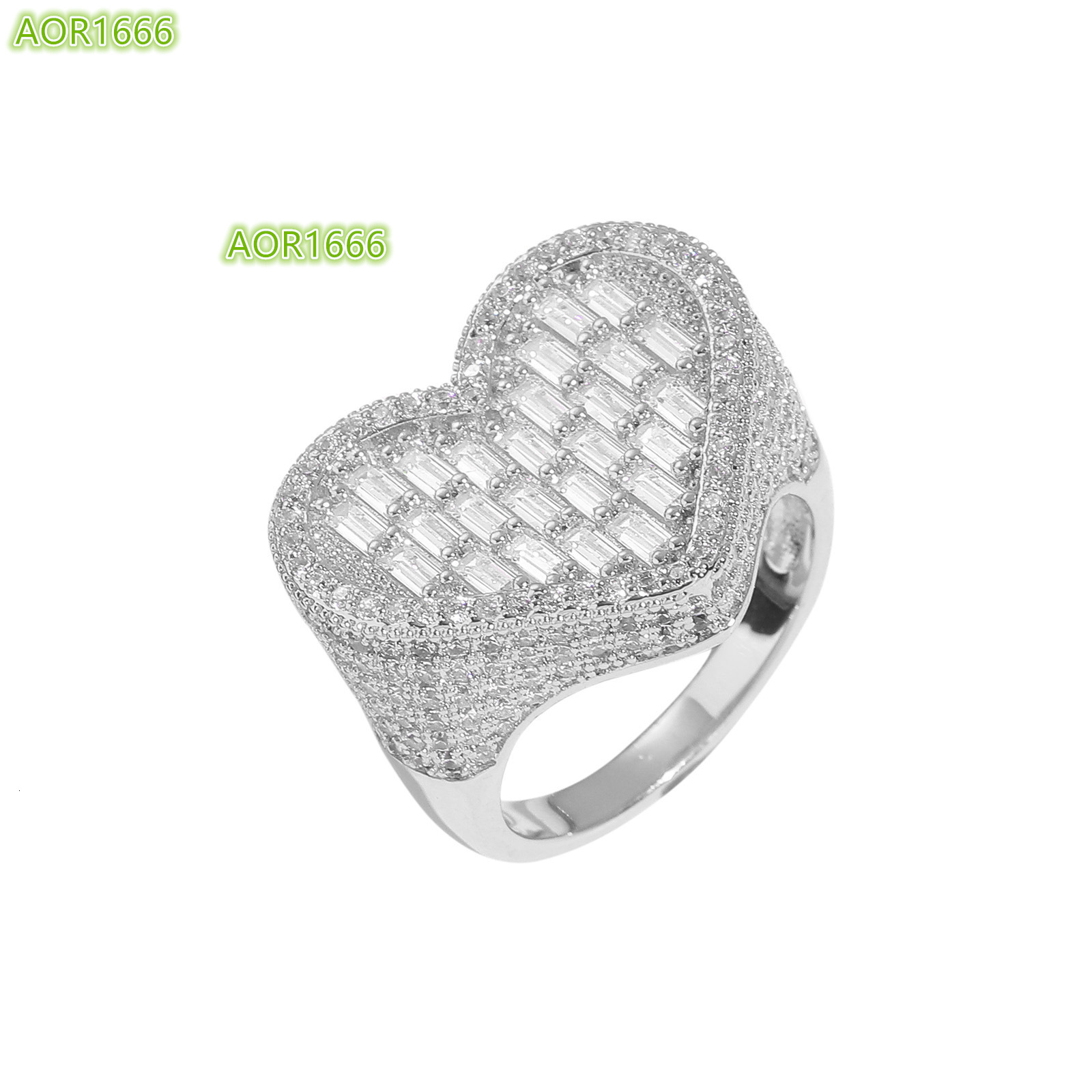 Meisa New European American Street Trendsetter Vertical T Square Love Ring Personalized Hip Hop Diamond Moissanite Ring