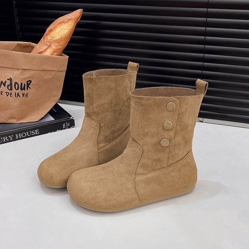 free shipping designer shoes 2025 new autumn women's versatile flat bottomed height increasing short boots fashionable and casual versatile Marti