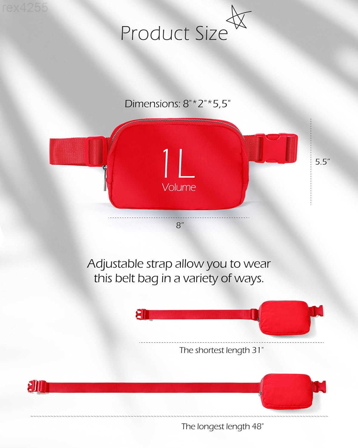 Unisex Mini Belt Bag with Adjustable Strap Small Fanny Pack for Workout Running Traveling Hiking RedW250912