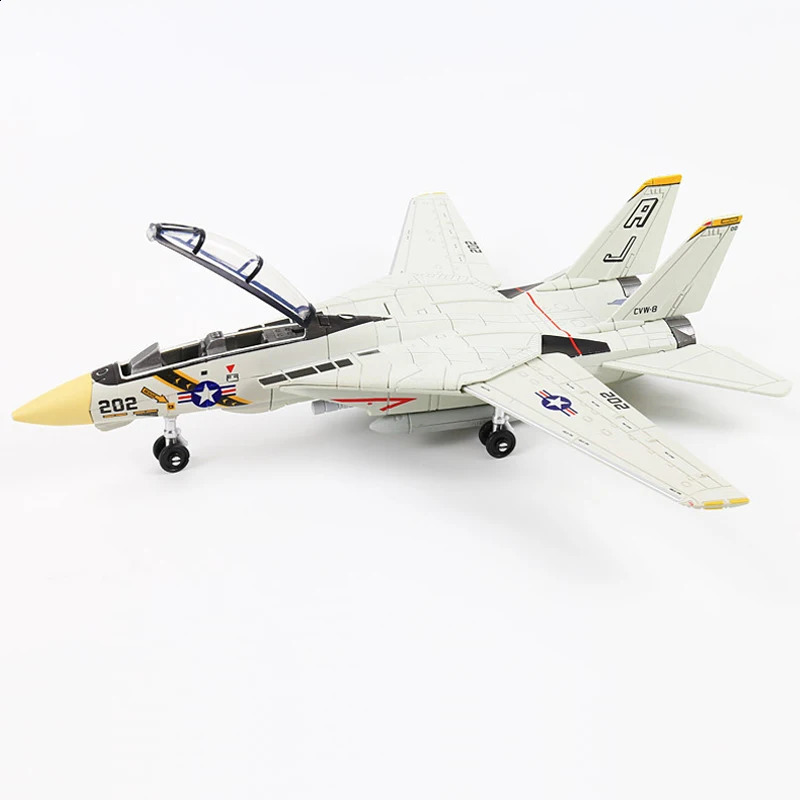 172 Scale F14 Tomcat Fighter Jet Model White Black ABS Plastic Aircraft With Detailed 1024inch Length 250911