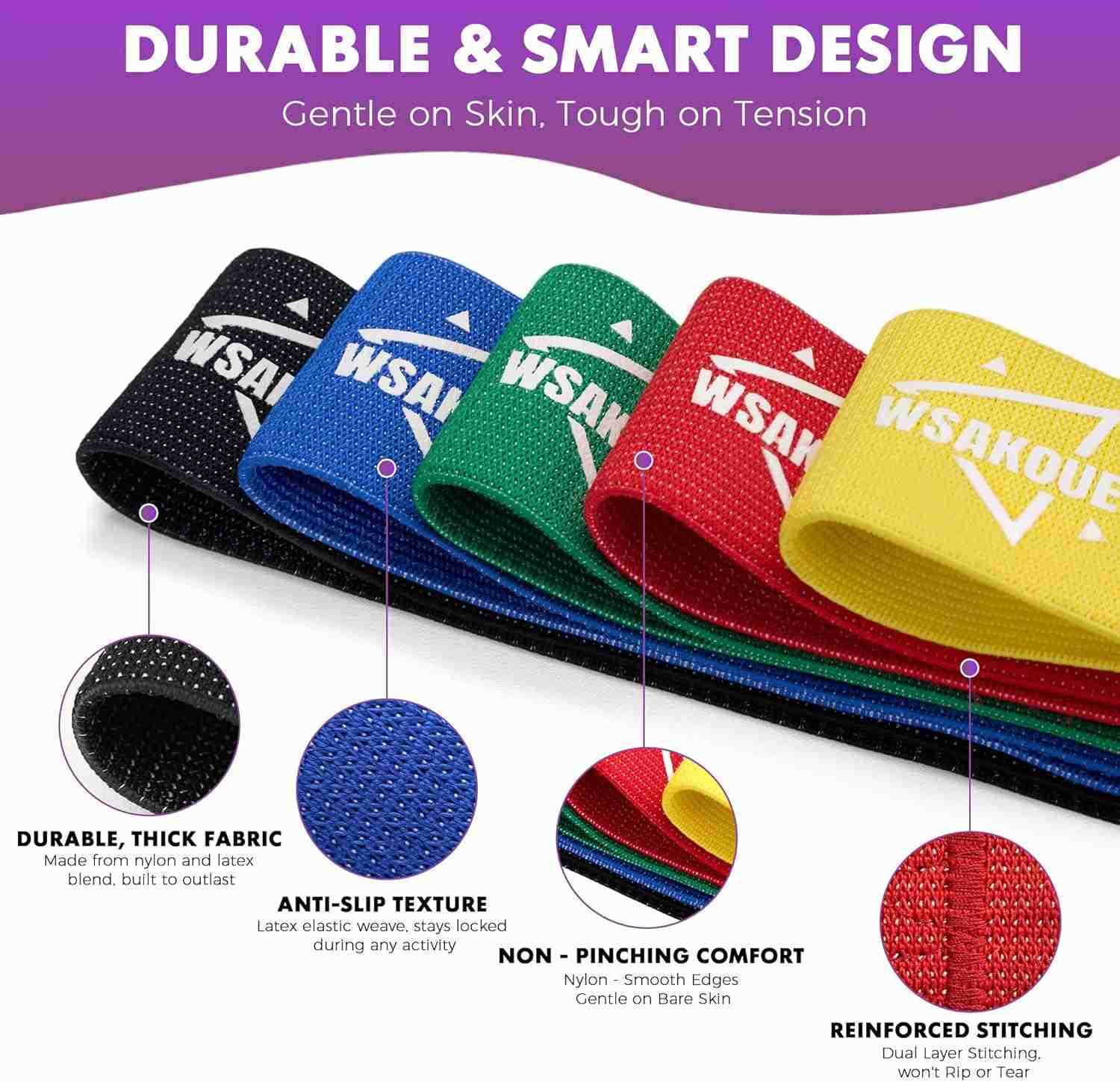 Fabric Resistance Bands for Working Out 5 Booty Bands for Women Men Exercise Workout Bands for Legs HIPS Glutes Ideal for Home Fitness Yoga Pilates Re