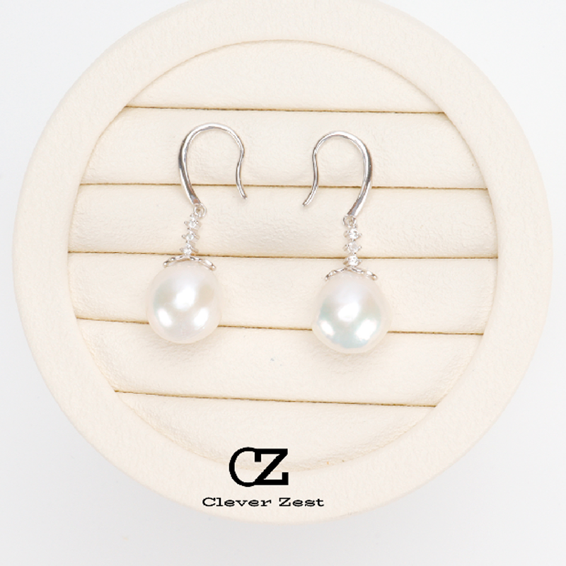Natural Freshwater Baroque Pearl Stud Earrings Sterling Silver Freshwater Pearl Stud Earrings Fashionable and Versatile Trendy Anniversary Gift