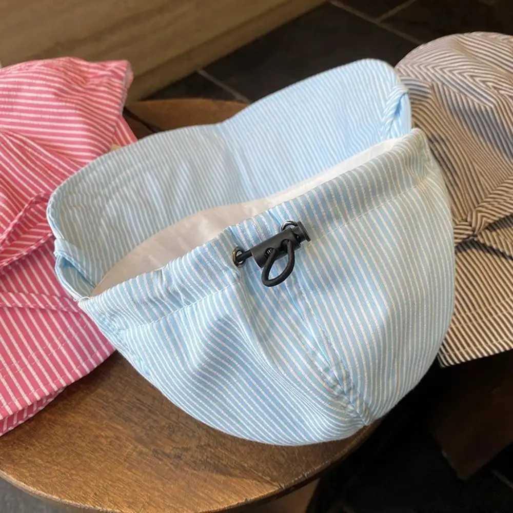 2025 Wens Summer Thin Quickdrying Sun Korean Stripe Sun Protection Fiing Outdoor Casual S Wide Brim Bucket Hat G250910
