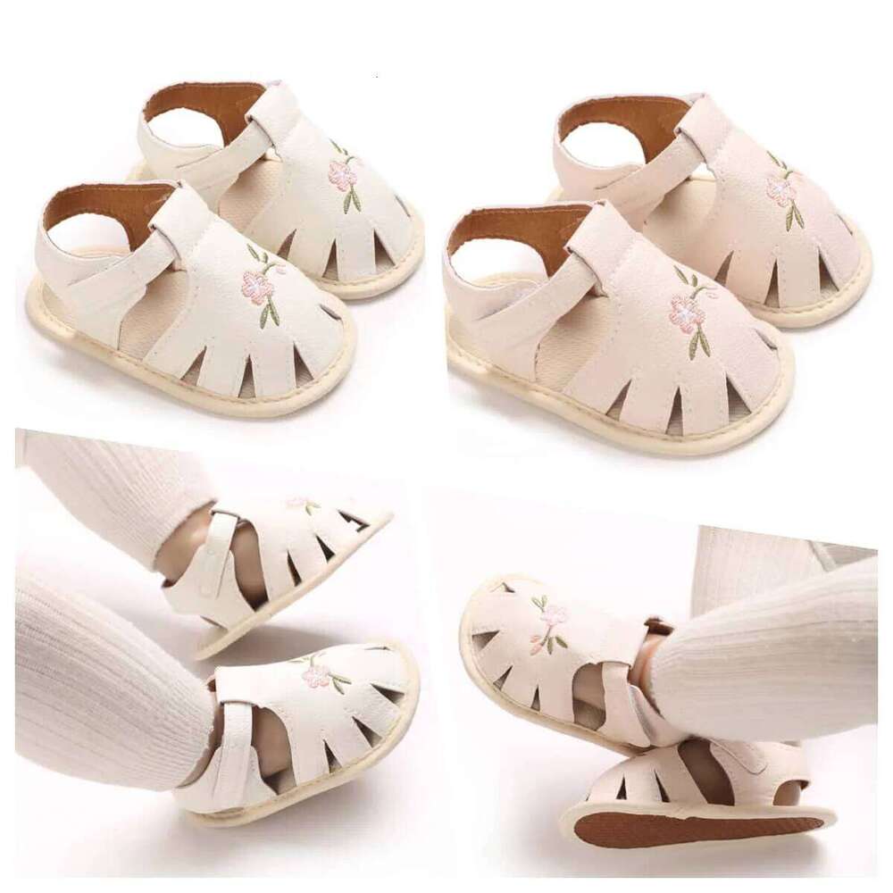 "Newborn Baby Sandals 0-18M - Summer Floral Embroidered Soft Sole Wrap-Toe | Lightweight & Comfortable"