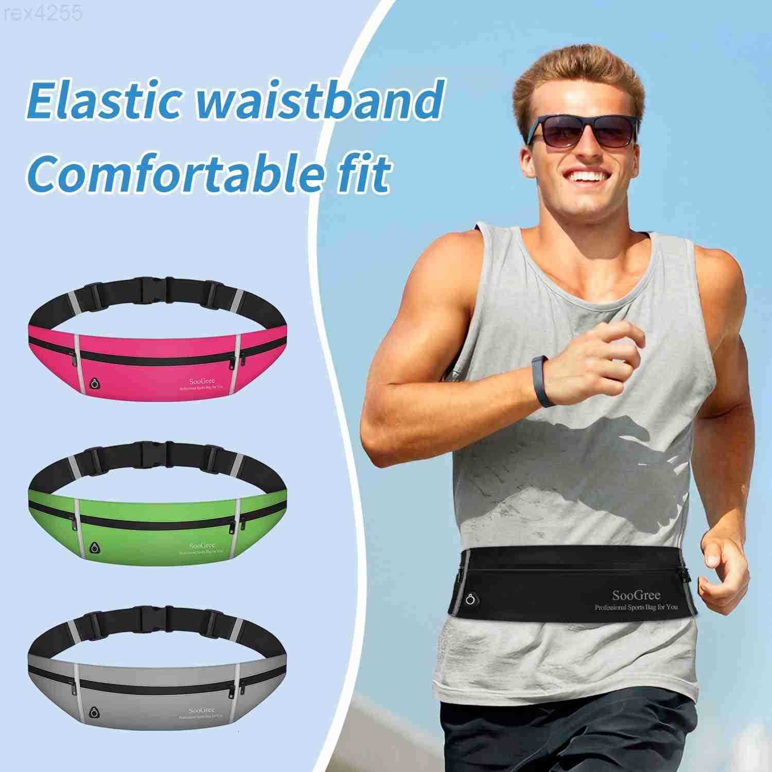 Slim Running Belt Sport Fanny Pack Reflective Waist Pack Waterproof Phone Holder Jogging Pouch for Phone Money BlackW250912
