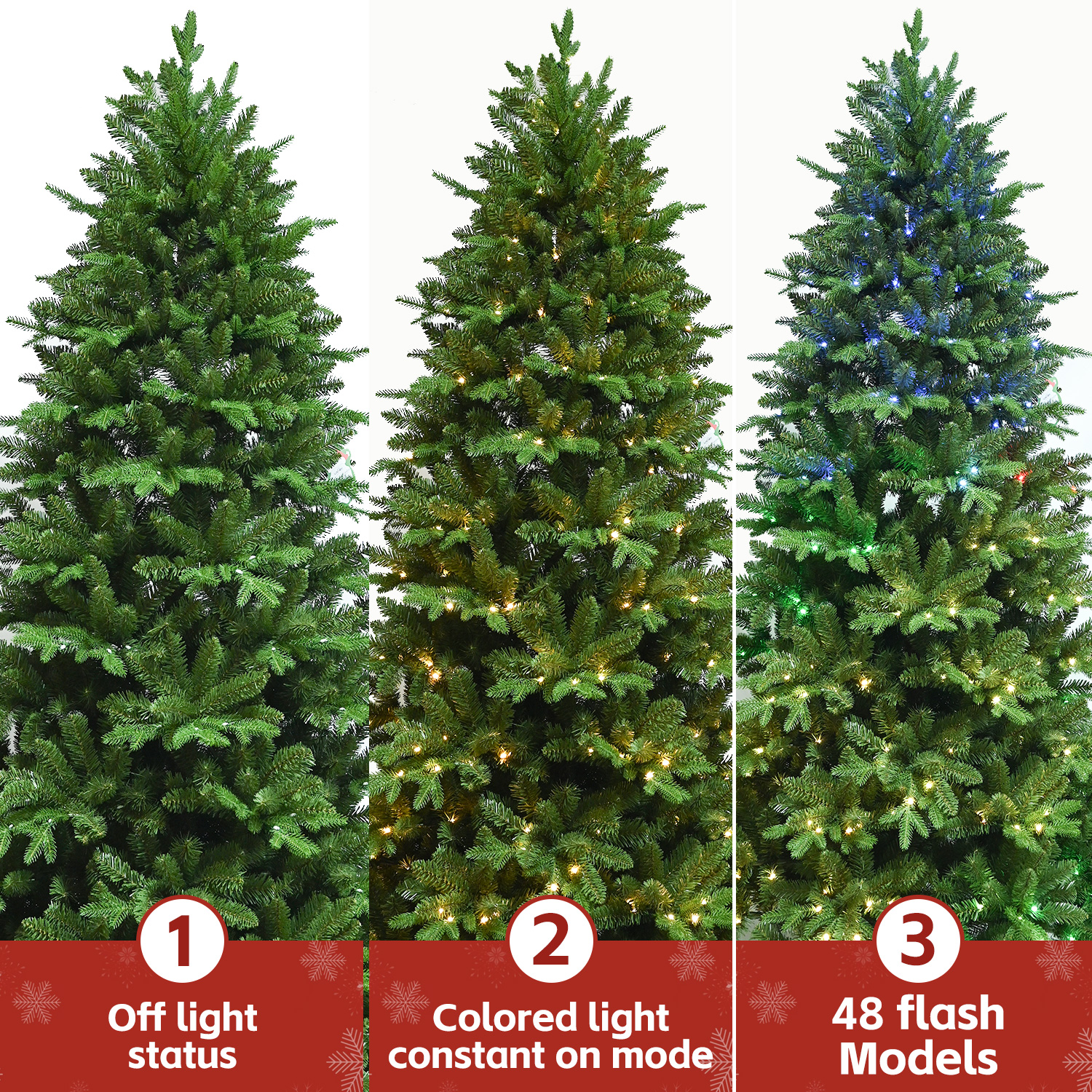 Large Luxury Encrypted PE/PVC Mix Christmas Tree with RGB LEDs - 7 Feet