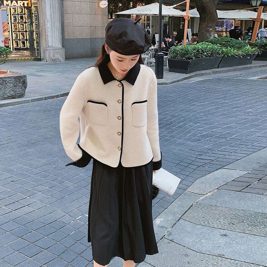 DHEssentials Short Gray Woolen Coat Women, Autumn Winter New Design, Unique and Stylish Long Sleeve Top for Women