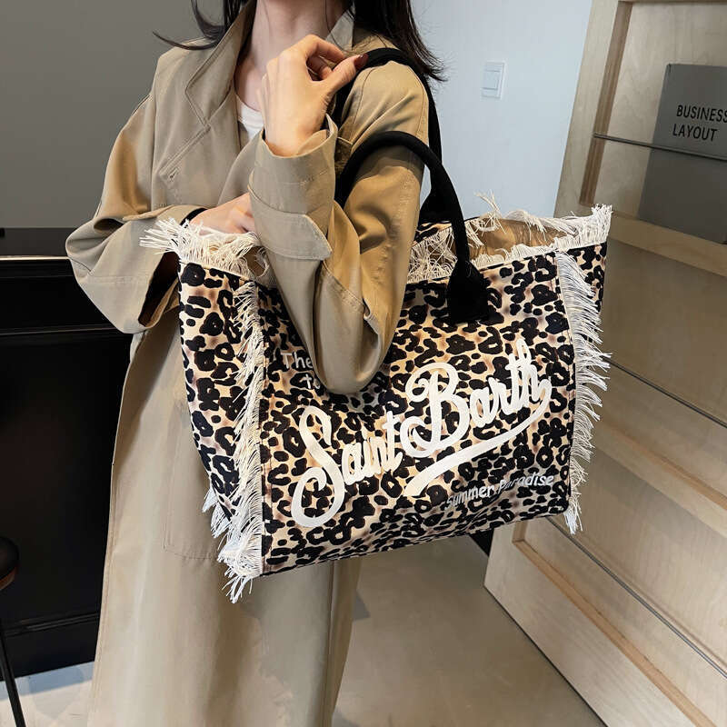 Korean Tote Women's Personalized Leopard Pattern Handbag Retro Large Capacity Shoulder Bag New Casual Versatile Fashion