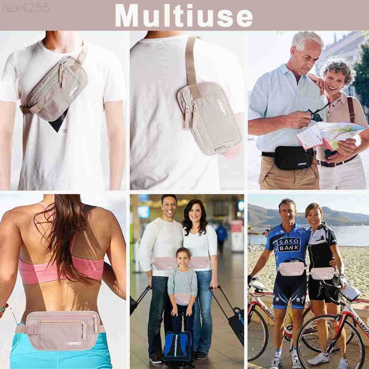 Money Belt for Travel Slim RFID Blocking Women and Men Hidden Travel Pouch Under Clothes Passport Holder Protect Cash Documents Credit Card Bonus 2 RF