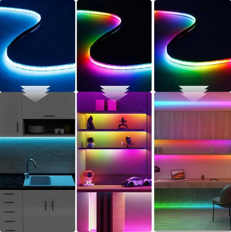 RGBIC COB LED Strip Light WS2811 WS2812 DC24V 12V Pixel Addressable 432 576 720LEDsm Full Dream Color 10mm Rainbow Light Tape C250912