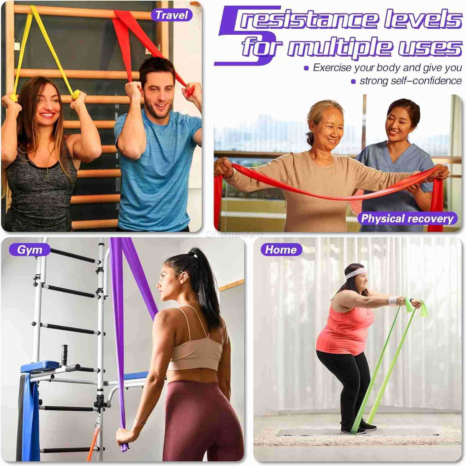 5 Pcs Resistance Bands for Working Out Latex Free Physical Therapy Bands Exercise Bands Set for Stretching Suitable for Rehab YogaPilates Home Gym W25