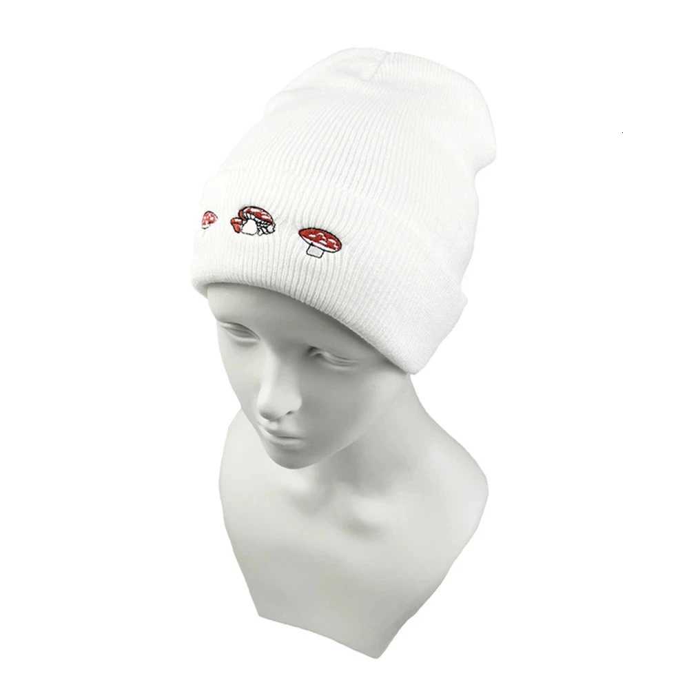 1pc Autumn Winter Acrylic Fiber broidery Ta Mushro Knit Beanie Skl Hat for Men Wen Outdoor Cold G250910