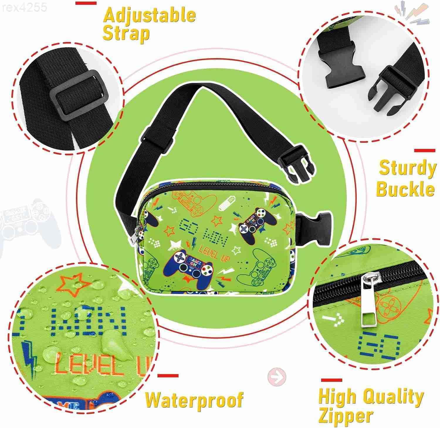 Belt Bag Fanny Pack Game Crossbody Bag Waist Bag Purse for Boy with Adjustable Waistband 20355 Inch Multiple Compartments Waist Bag Boys Sports Bags C