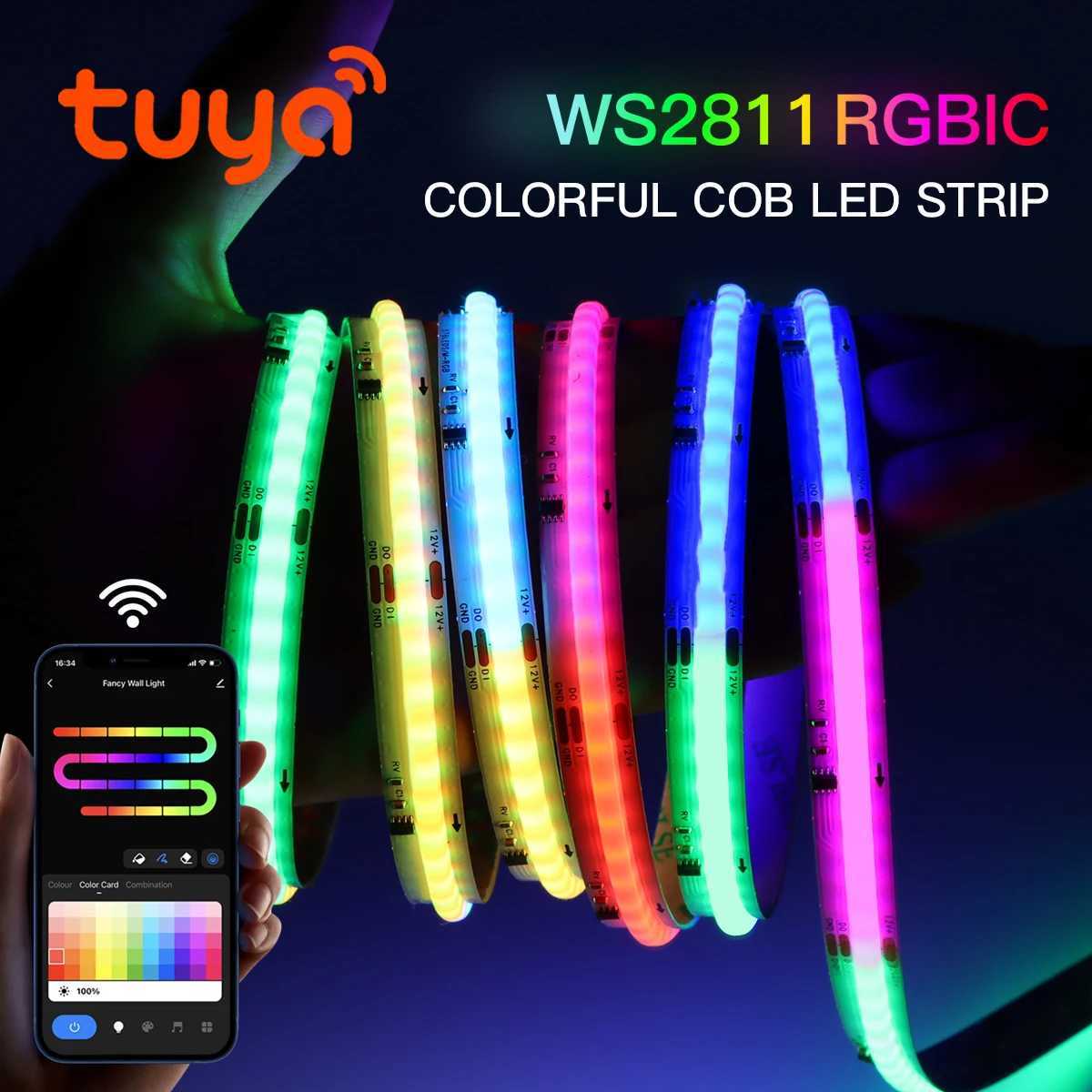 WS2811 RGBIC COB LED Strip Neon Light Tuya Smart Life WiFi Addressable Music Sync Chasing Tape Room Decor Alexa Voice Control C250912