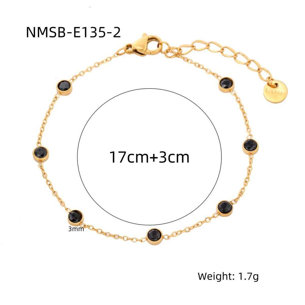 INS Internet Celebrity Trend New Exquisite Round Colored Dia Titanium Steel Bracelet for Women Niche Design Light Vacuum Gold Plating