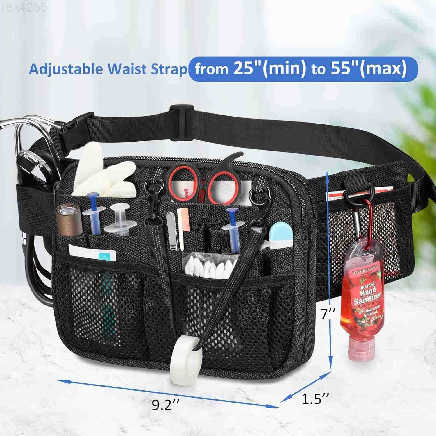 Nurse Fanny Pack with Tape Holder Multi Compartment Medical Gear Pocket Nursing Organizer Belt Bag Apron Hip Bag Utility Waist Pack for Stethoscopes B
