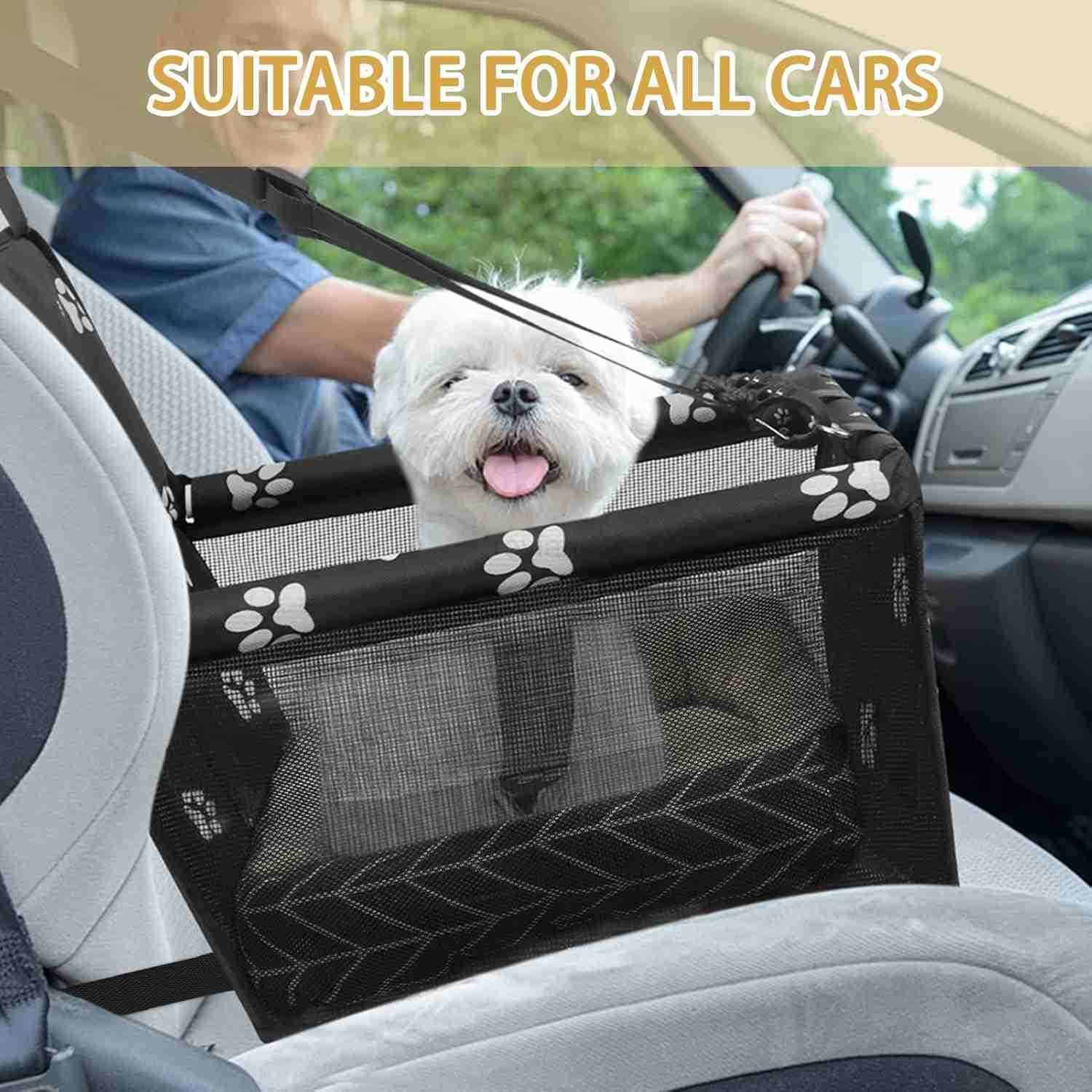 Dog Car Seat Foldable Dog Car Booster Seat Waterproof Breathable Oxford Travel Bag for Small to Medium Dogs Puppies and PetsPattern PinkMatW250912
