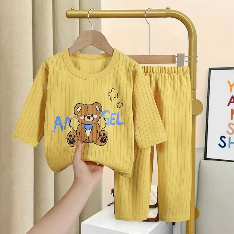 Early Spring Long Sleeve Underwear Thin Cotton Home Clothing For 14Years Old New Style Baby Cartoon Print Sleepwear 2 PieceSet C250912