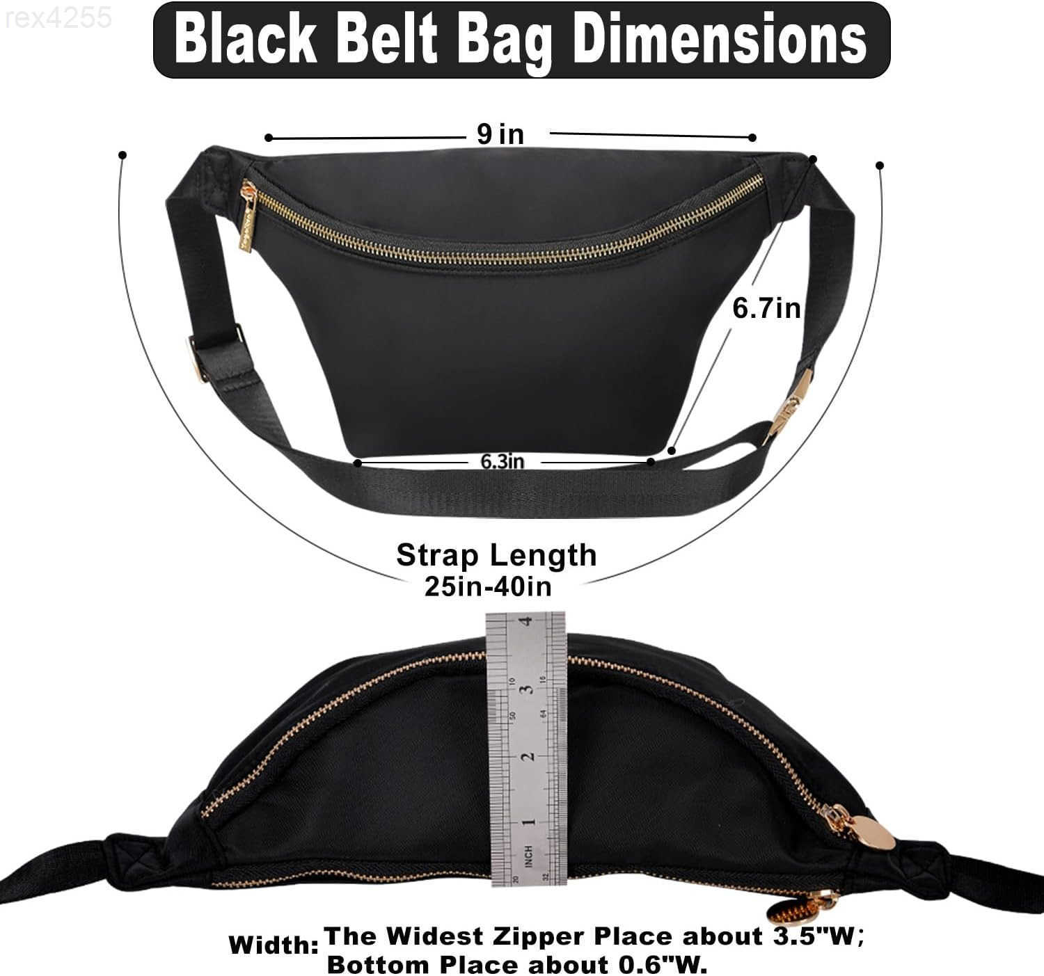 Fanny Pack Crossbody for Women Nylon Travel Waist Belt Bag BlackW250912
